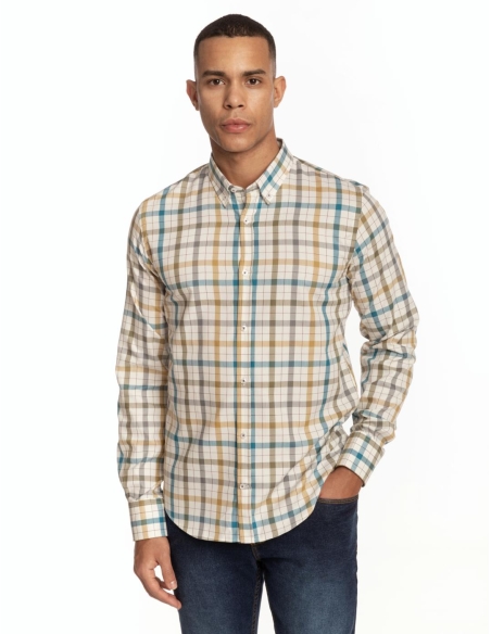 CAMISA CUADROS BEIGE