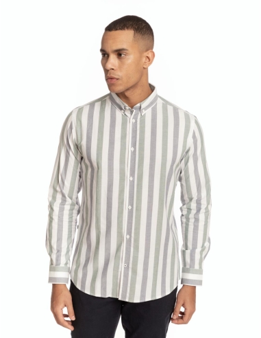CAMISA CUELLO BOTÓN RAYA BICOLOR