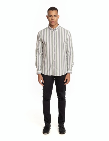 CAMISA CUELLO BOTÓN RAYA BICOLOR