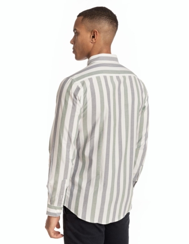 CAMISA CUELLO BOTÓN RAYA BICOLOR