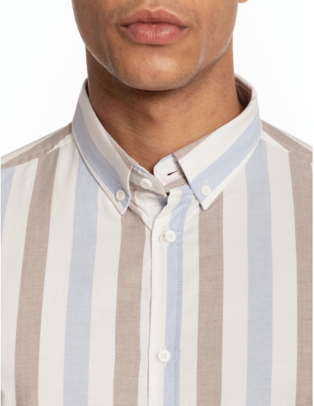 CAMISA CUELLO BOTÓN RAYA BICOLOR