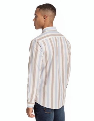 CAMISA CUELLO BOTÓN RAYA BICOLOR