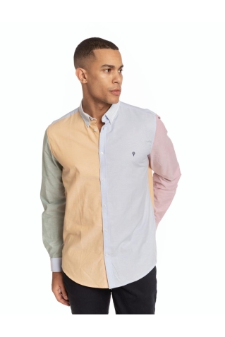 CAMISA OXFORD LISO COMBINADA
