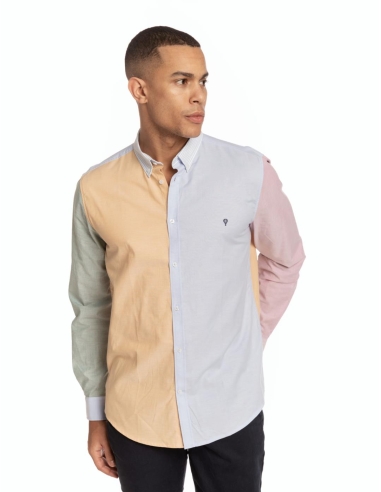 CAMISA OXFORD LISO COMBINADA