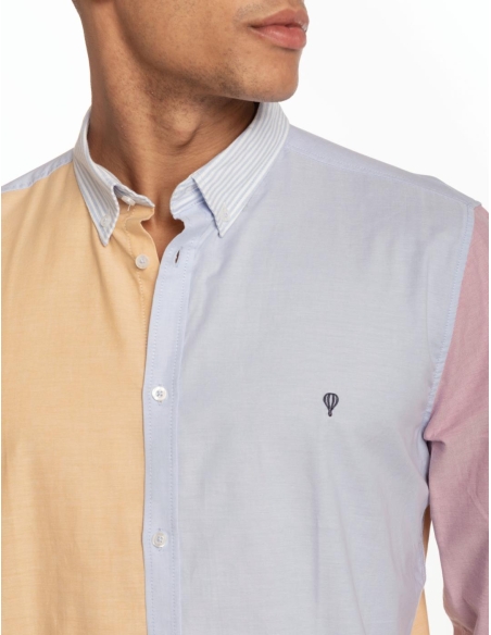 CAMISA OXFORD LISO COMBINADA