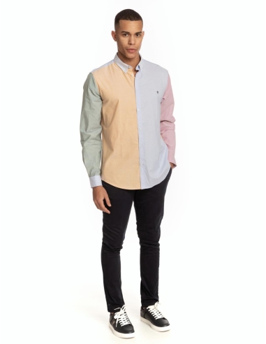 CAMISA OXFORD LISO COMBINADA