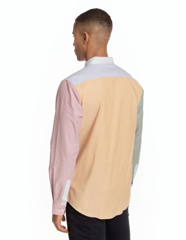 CAMISA OXFORD LISO COMBINADA